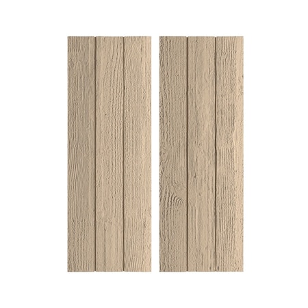 Rustic Three Board Joined Board-n-Batten Rough Sawn Faux Wood Shutters W/No Batten, 16 1/2W X 46H